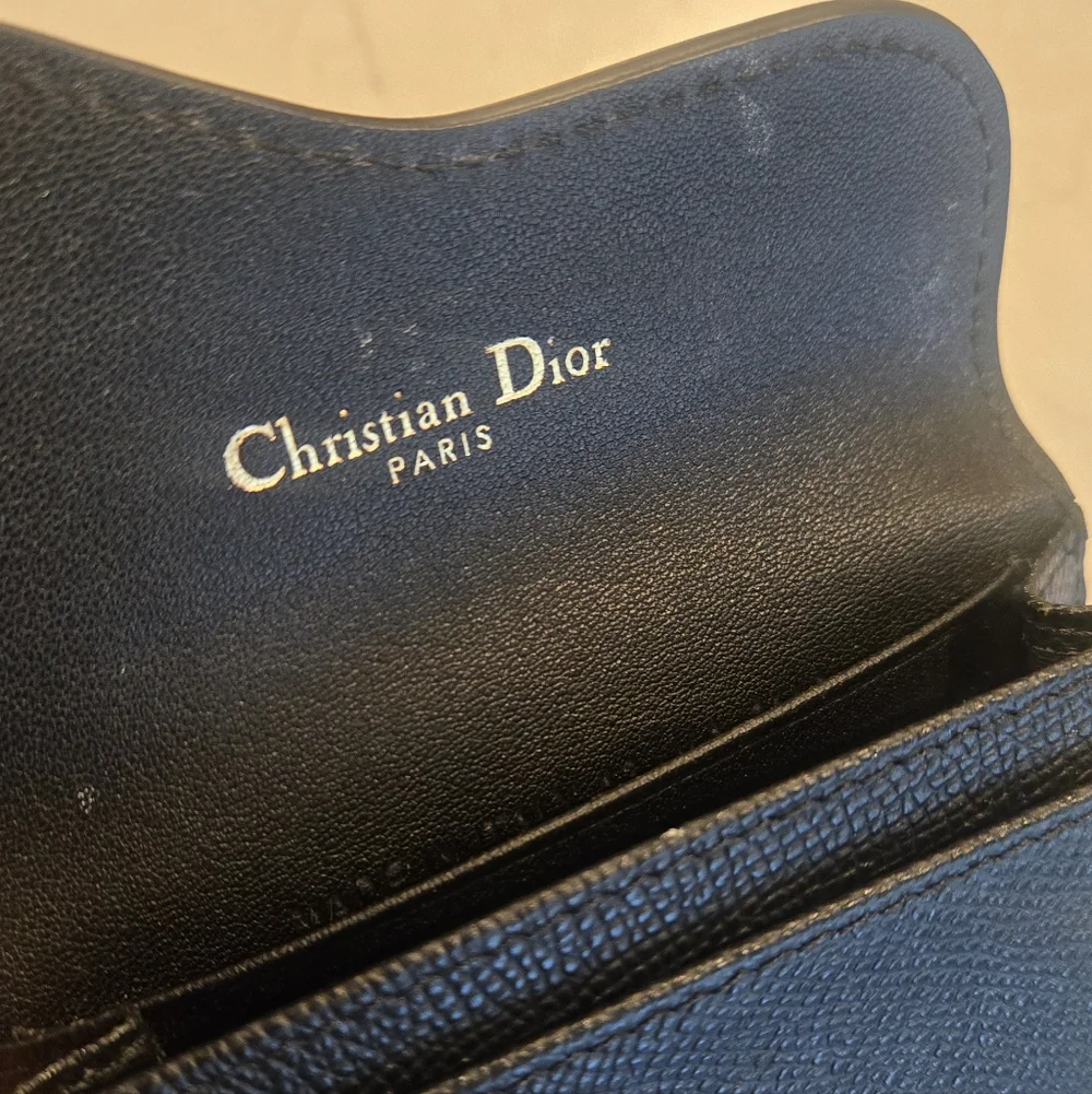 DIOR Black Saddle Bloom Card Holder